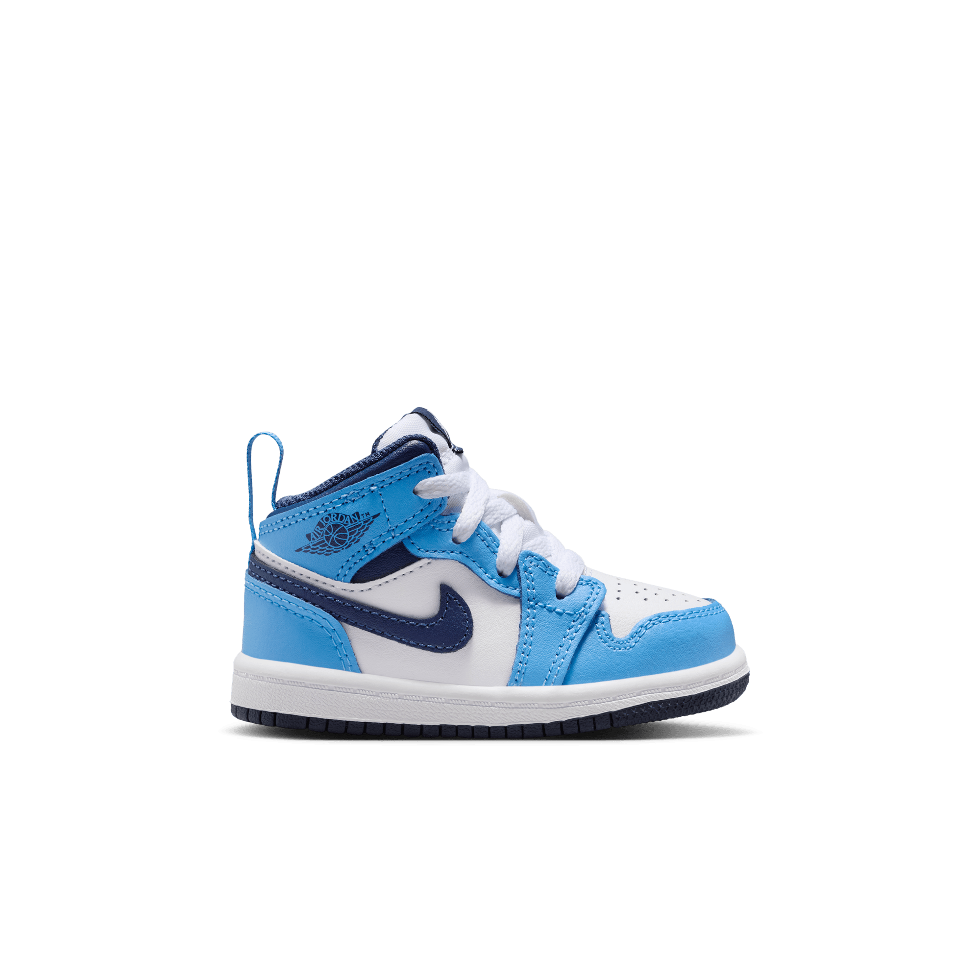 Jordan 1 Mid Toddler Boys' "University Blue/Midnight Navy/White" Shoe